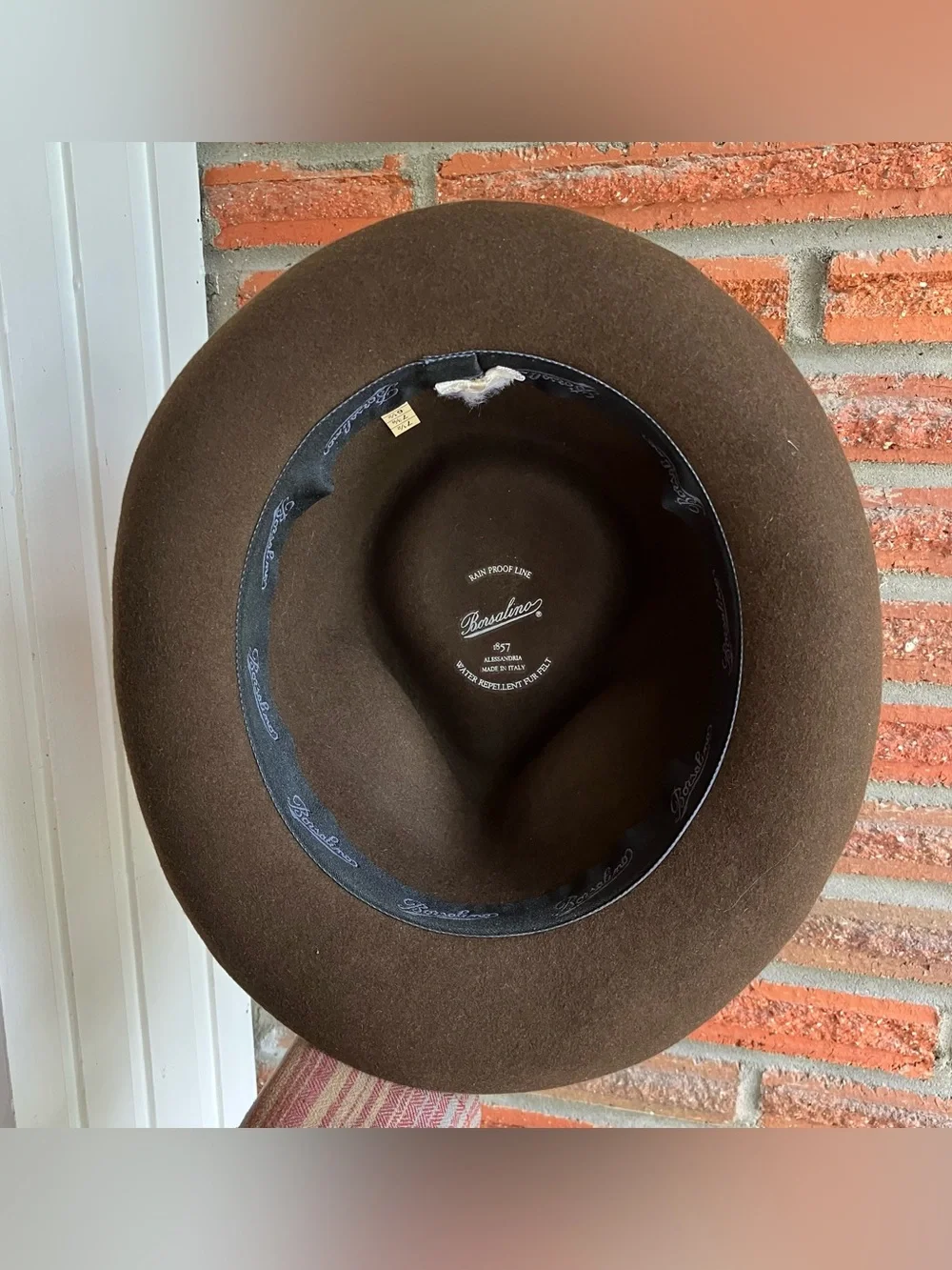 Borsalino Rain Proof Line Water Repellent Brown Fedora 7 3/8 - 7 1/2